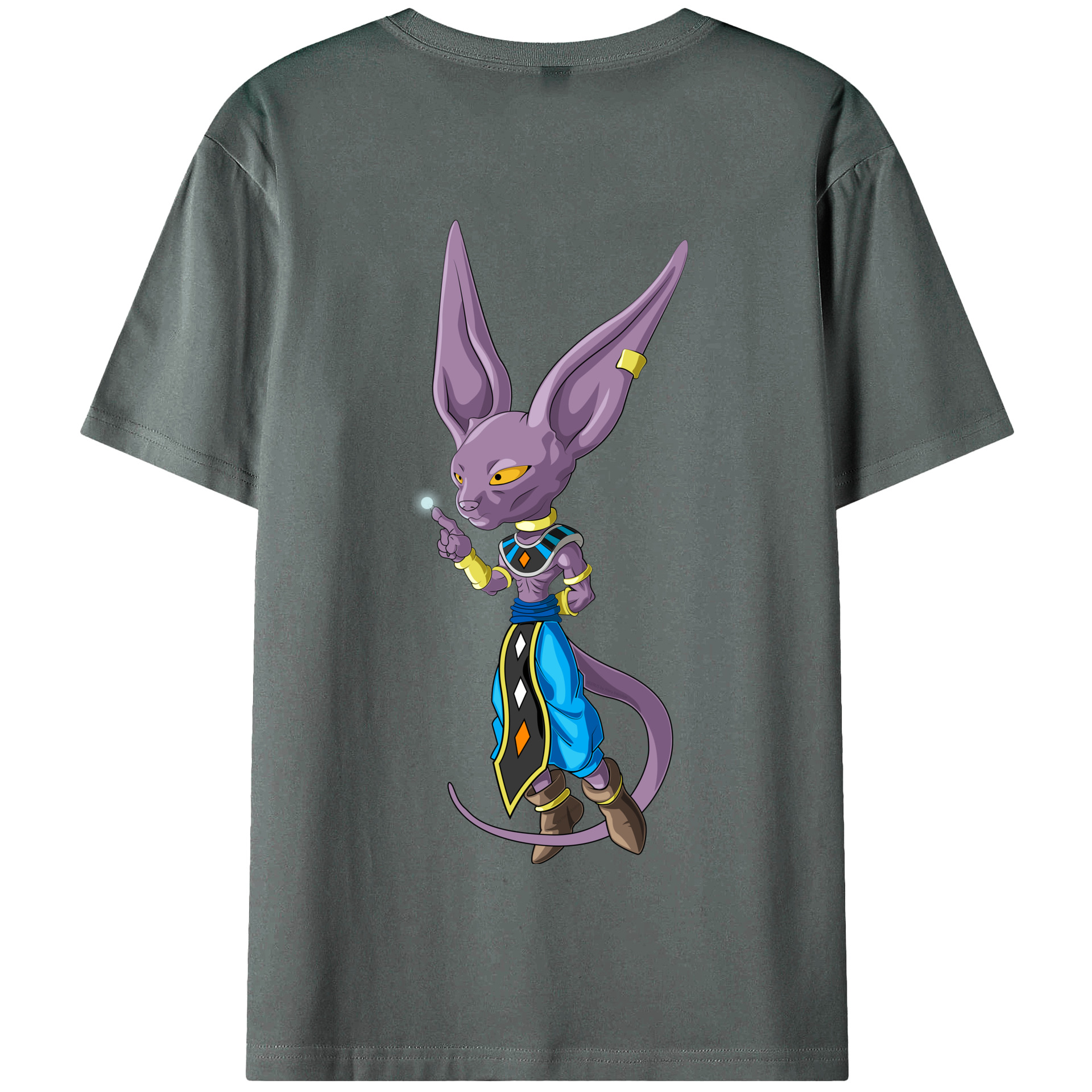 （画像用） ドラゴンボール ビルス 破壊神ビルス DRAGON BALL Beerus Birusu 綿100％半袖Tシャツ（背面プリント）